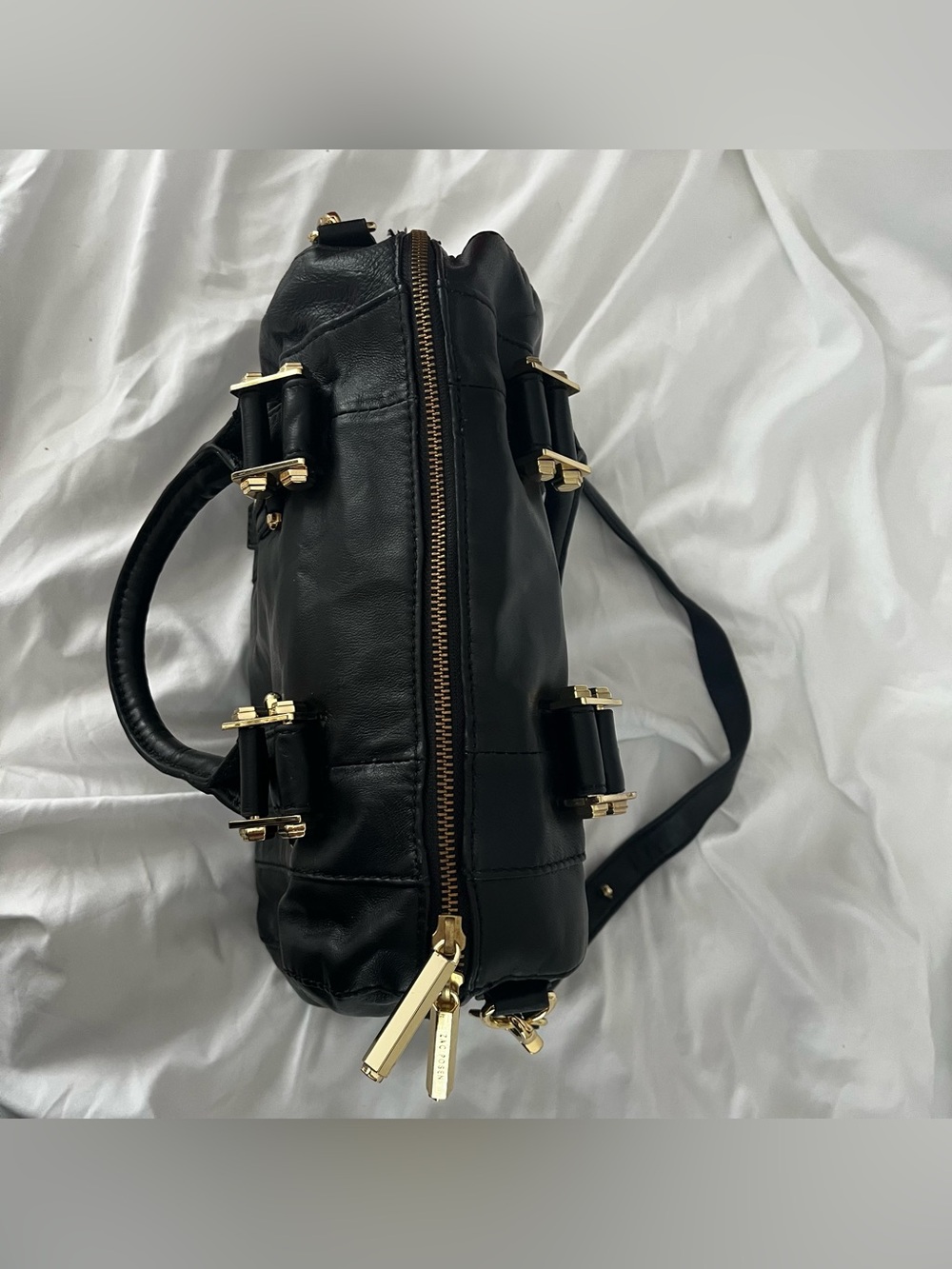 NWT Zac Posen | Z Spoke: Black Leather Satchel Bag - Picture 3 of 10